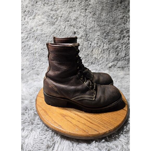 SOLD Vintage Cedar Crest Lace Up Brown Leather Combat Logger Size 12 Inches - Picture 2 of 8